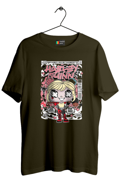 Футболка чоловіча з принтом "Harley Quinn". Бетмен, жартівник, загін самогубців, квінн, комікси, комікси dc, харлі, харлі квінн. Funkotee