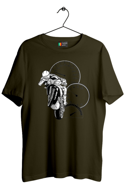 Футболка мужская с принтом Мотоцикл Скорость Черный. Мото, мотоцикл, разгон, скорость. 2070702