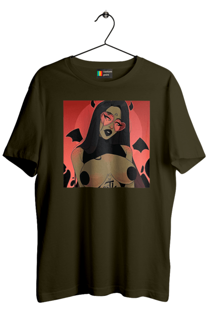 Футболка чоловіча з принтом "Диявол З Цицьками". Гола, диявол, сиськи. 2070702