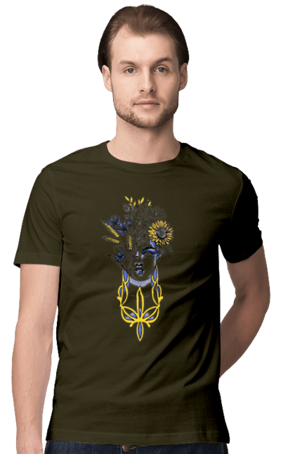 Men`s t-shirt with prints Ukrainian. Sunflower, ukrainian, woman. 2070702