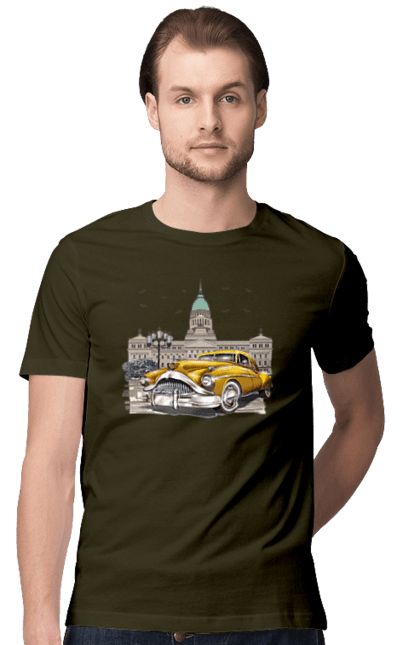 Футболка чоловіча з принтом "Автомобіль та архітектура модерн". Автомобіль, архітектура, модерн. 2070702