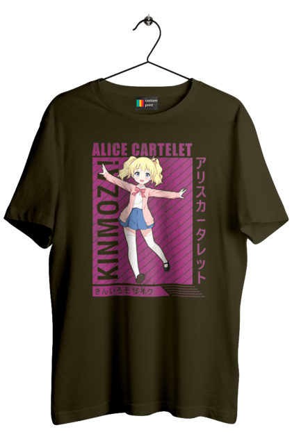 Men's t-shirt with prints Kiniro Mosaic Alice Cartelet. Alice, alice cartelet, anime, gold mosaic, kiniro mosaic, kinmoza, manga. 2070702