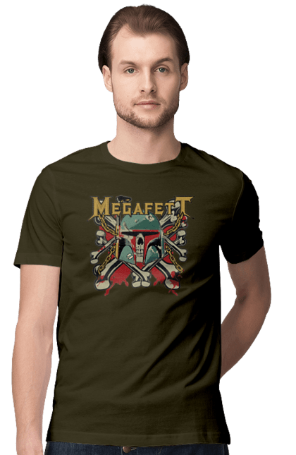 Men's t-shirt with prints Megafett. Bob fett, boba fett, clone, head hunter, megadeth, megafett, star wars. 2070702