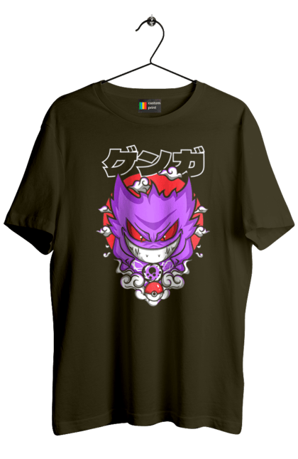 Men's t-shirt with prints Pokemon Gengar. Anime, fushigibana, games, gengar, nintendo, pokemon, pokemon go. 2070702