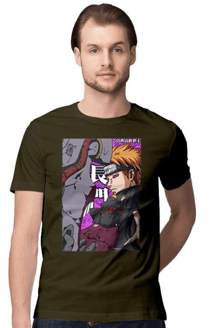 Men's t-shirt with prints Naruto Yahiko. Akatsuki, anime, character, manga, naruto, ninja, pain, tv series, yahiko. 2070702