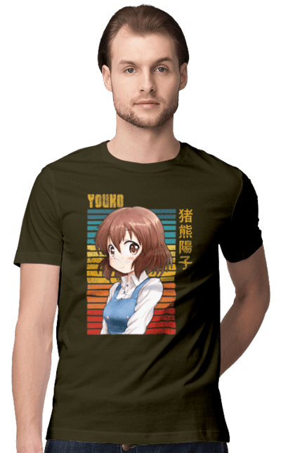 Men's t-shirt with prints Kiniro Mosaic Yoko Inokuma. Anime, gold mosaic, kiniro mosaic, kinmoza, manga, yoko, yoko inokuma. 2070702