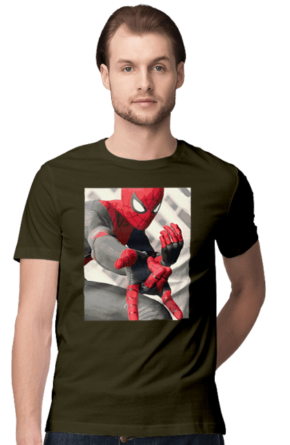 Футболка чоловіча з принтом "Людина павук". Marvel, герої, герої марвел, кіногерої, людина павук, людина павук проти, нова людина павук, супер люди. CustomPrint.market