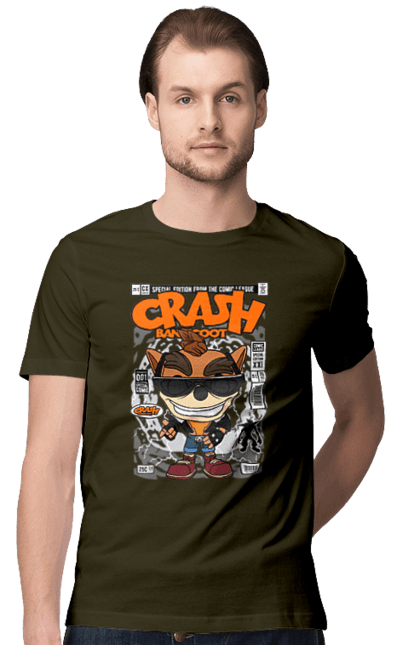 Футболка чоловіча з принтом "Crash Bandicoot". Аварія, бандикут, гра, ігрова приставка, краш бандікут, тварина. Funkotee