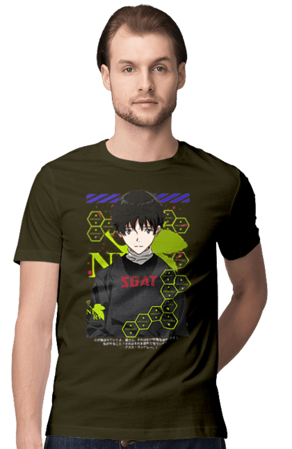 Футболка чоловіча з принтом "Євангеліон". Evangelion, neon genesis evangelion, аніме, єва 01, євангеліон, манга, синдзі, янгол. 2070702