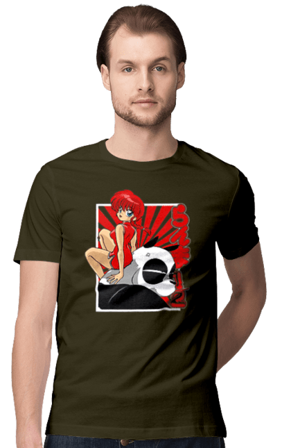 Men's t-shirt with prints Ranma 1/2. Action movie, anime, comedy, manga, mystic, ranma, romance, shampoo. 2070702