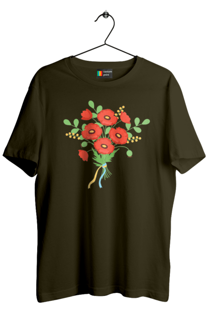 Футболка чоловіча з принтом "Червоні маки". Квіти, мак, прапор україни, символ україни, традиції україни, україна, червоні маки. 2070702