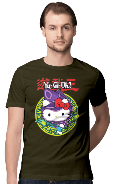 Men's t-shirt with prints Yu Gi Oh! Hello Kitty. Brand, cat, character, hello kitty, kitten, yu gi oh, yugio. 2070702