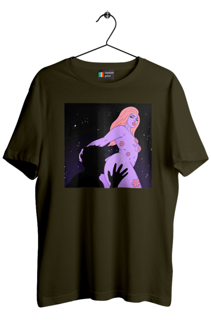 Футболка чоловіча з принтом "Фіолетова Дівчина". Дівчина, тіло. 2070702