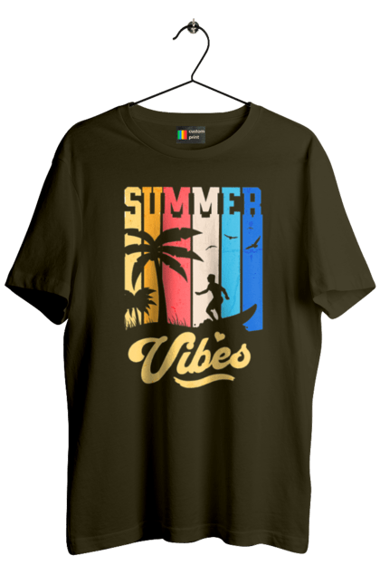 Футболка чоловіча з принтом "Пляжні літні флюїди". Відпочинок, відпустка, літо, море, пляж, серфінг, тропіки. 2070702