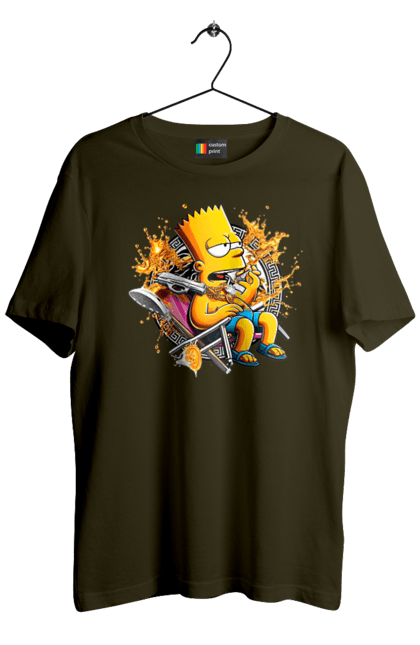 Men's t-shirt with prints Bart Simpson Versace. Bart, cartoon, serial, simpson, versace. 2070702