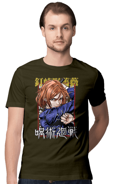 Men's t-shirt with prints Jujutsu Kaisen Nobara. Anime, dark fantasy, jujutsu kaisen, magic battle, manga, mystic, nobara, nobara kugisaki. 2070702