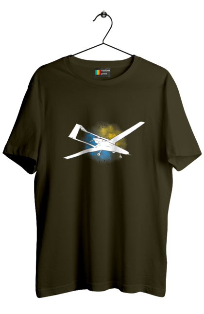 Футболка чоловіча з принтом "Товариш байрактар". Акварель, байрактар, небо, славаукраїні, україна. 2070702