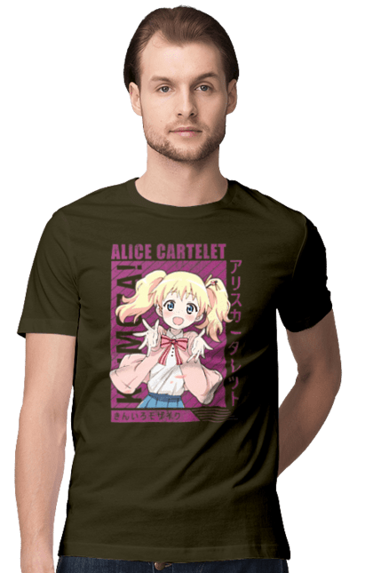 Футболка мужская с принтом Золотая мозаика Алиса Картелет. Alice cartelet, anime, kiniro mosaic, kinmoza, manga, алиса, алиса картелет, аниме, золотая мозаика, манга. 2070702