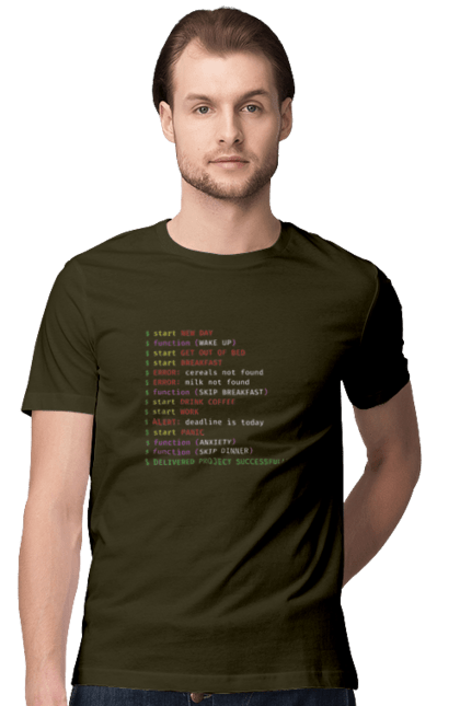 Футболка чоловіча з принтом "Життя програміста". Angular, c, css, html, it, javascript, jquery, php, python, react, svelt, vue, айтишник, айті, гумор, код, кодувати, прогер, програміст, програмісти, ти ж, ти ж програміст, тиж програміст. PrintMarket - інтернет-магазин одягу та аксесуарів з принтами плюс конструктор принтів - створи свій унікальний дизайн