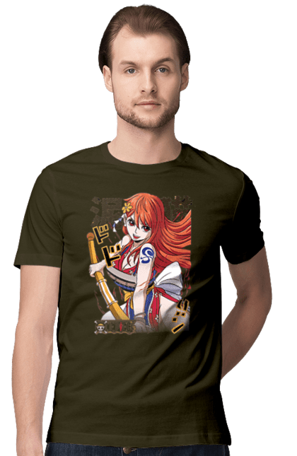 Men's t-shirt with prints One Piece Nami. Anime, cat burglar, manga, nami, one piece, straw hat pirates. 2070702