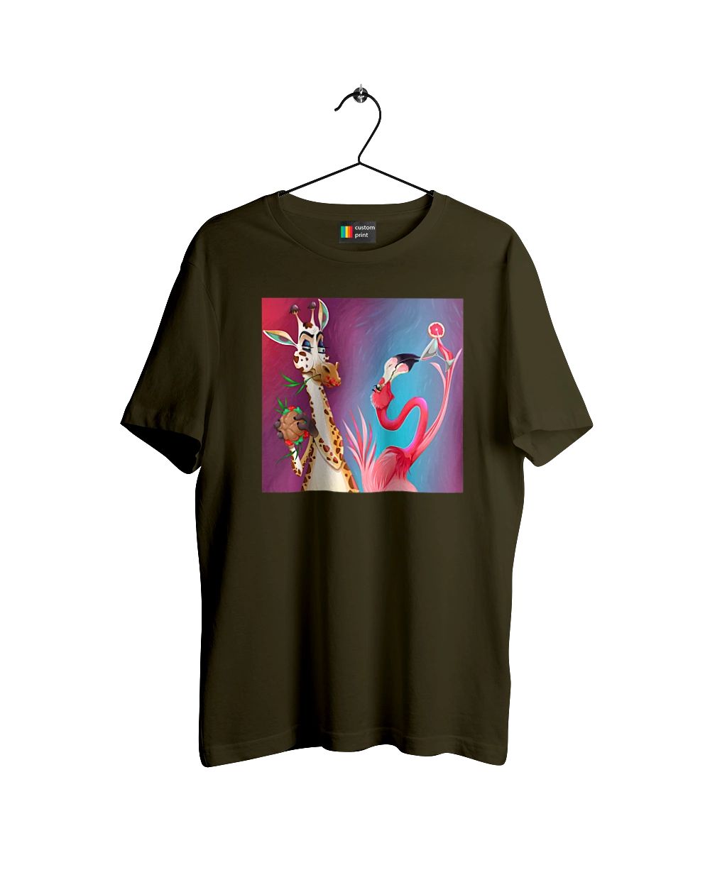 Giraffe And Flamingo At The Party