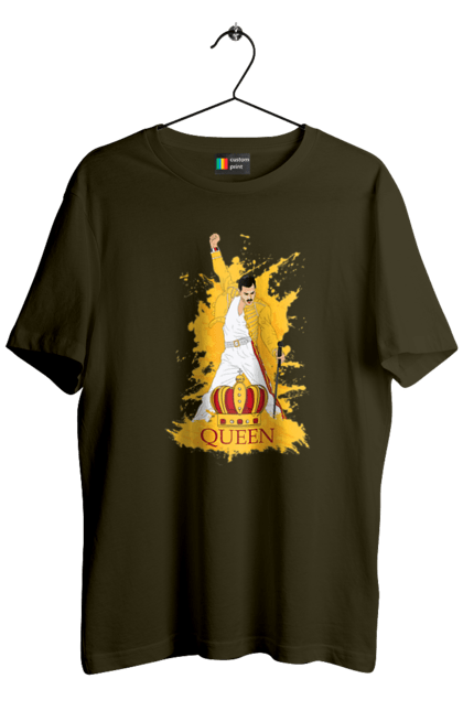 Men's t-shirt with prints Freddie Mercury. Freddie mercury, lettering, music, queen, rock, rock band. 2070702