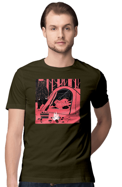 Men`s t-shirt with prints 69 In The Tent. 69, bear, forest, sex, tent. 2070702