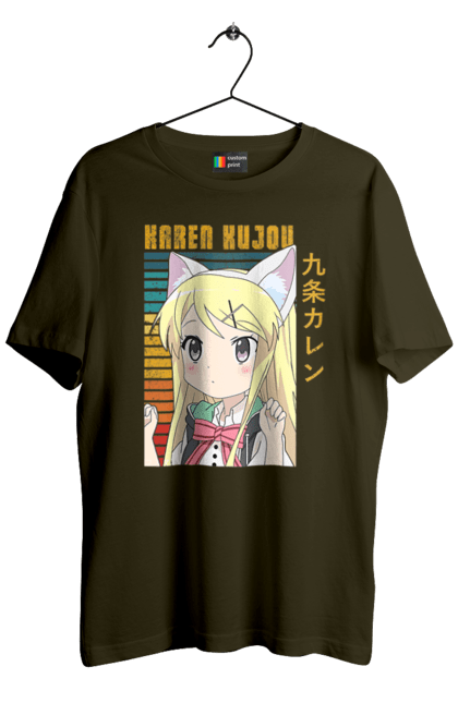 Men's t-shirt with prints Kiniro Mosaic Karen Kujo. Anime, gold mosaic, karen, karen kujo, kiniro mosaic, kinmoza, manga. 2070702