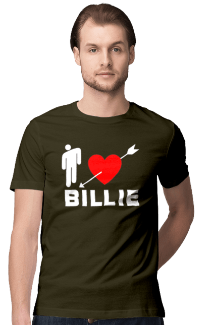 Футболка чоловіча з принтом "Біллі Айліш". Біллі айліш, логотип біллі айліш, принт біллі айліш, співачка біллі айліш. 2070702