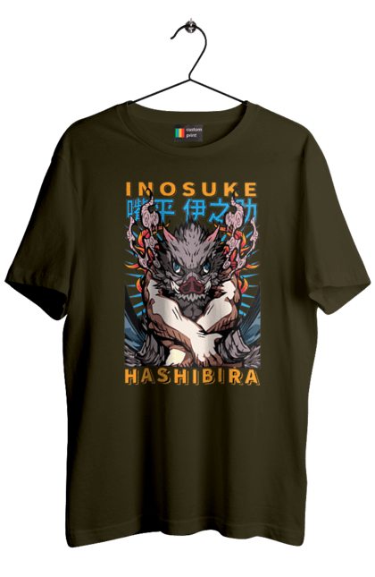 Men's t-shirt with prints Demon Slayer Inosuke. Anime, demon slayer, inosuke, inosuke hashibira, kimetsu no yaiba, manga. 2070702