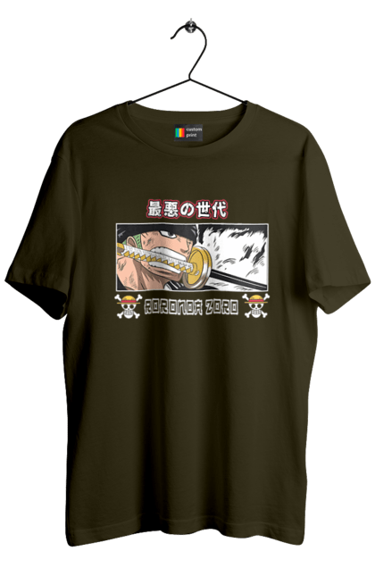 Men's t-shirt with prints One Piece Zoro. Anime, manga, one piece, roronoa zoro, straw hat pirates, swordsman, zoro. 2070702