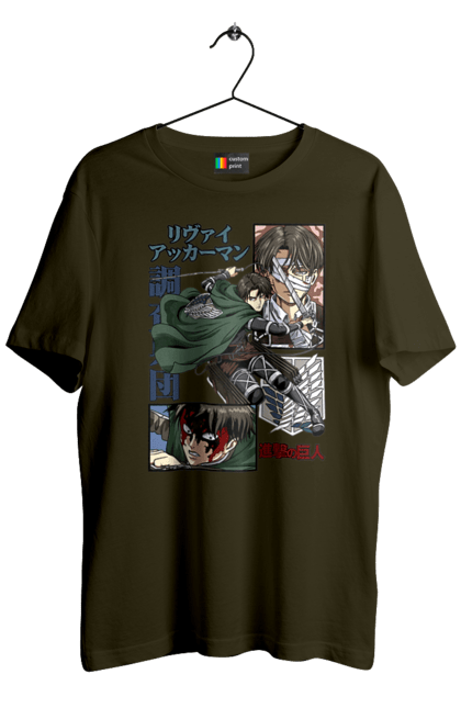 Men's t-shirt with prints Attack on Titan Levi. Ackerman, anime, attack on titan, levi, manga, shingeki no kyojin, survey corps. 2070702