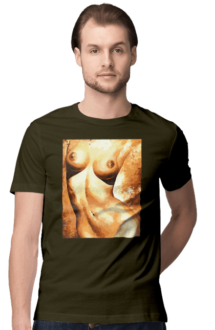 Футболка чоловіча з принтом "Краса тіла". Вигини жіночого тіла, грація тіла, груди, жіноче тіло, жіночі груди, краса тіла. 2070702