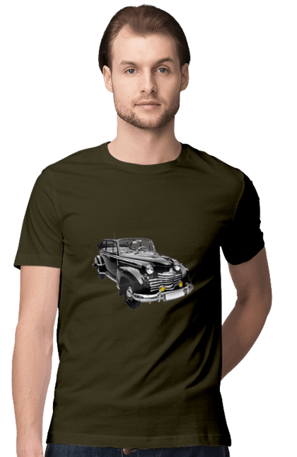Men`s t-shirt with prints Auto.5. Auto, black, photo, professional photo, retro car. 2070702
