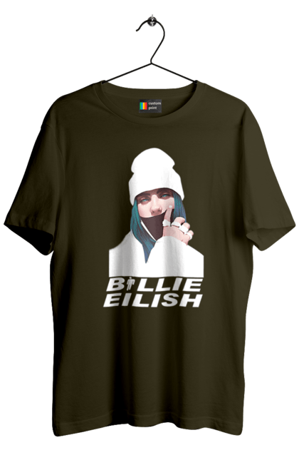 Футболка чоловіча з принтом "Біллі Айліш". Біллі айліш, логотип біллі айліш, принт біллі айліш, співачка біллі айліш. 2070702