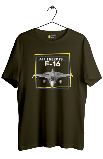 Футболка чоловіча з принтом "F16". F16, himars, залужний, зброя, літак. 2070702