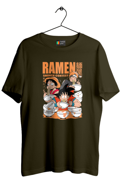 Men's t-shirt with prints Ramen. Anime, characters, food, goku, luffy, manga, naruto, ramen. 2070702