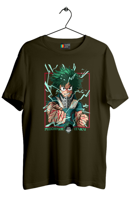 Футболка чоловіча з принтом "Моя академія героїв Мідорія". Izuku, midoriya, my hero academia, аніме, ізуку мідорія, манга, мідорія, моя геройська академія. 2070702