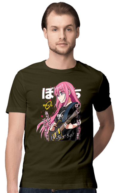 Men's t-shirt with prints Bocchi the Rock! Hitori Gotou. Anime, bocchi the rock, hitori goto, hitori gotou, manga, music, rock. 2070702