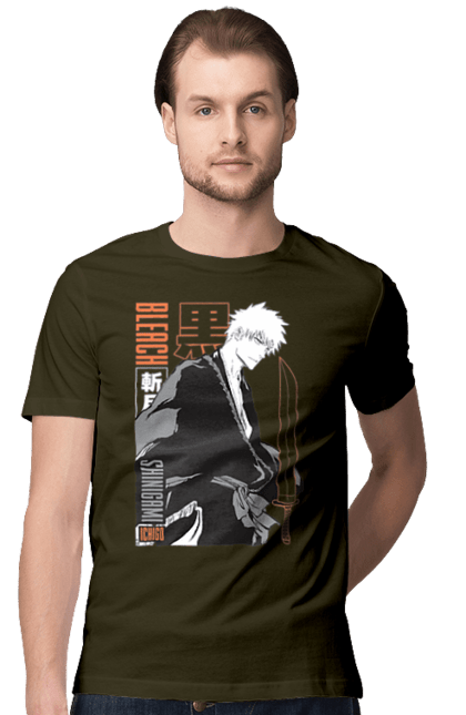 Men's t-shirt with prints Bleach Ichigo Kurosaki. Anime, bleach, ichigo, ichigo kurosaki, manga. 2070702