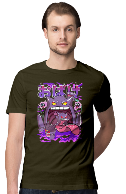 Men`s t-shirt with prints Pokemon Gengar. Anime, fushigibana, games, gengar, nintendo, pokemon, pokemon go. 2070702