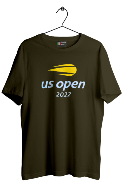 Men`s t-shirt with prints US Open 2022 tennis tournament. American championship, ball, hard, new york, open championship, players, prize fund, racket, sponsor, tennis. 2070702