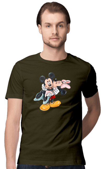 Футболка мужская с принтом Микки Маус и Минни Маус. Mickey mouse, minnie mouse, дисней, микки, микки маус, минни маус, мультфильм. 2070702