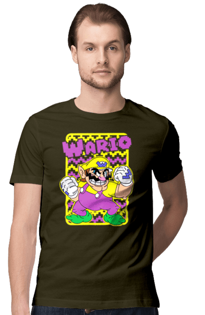 Men's t-shirt with prints The Super Mario Bros. Wario. Character, game, mario, mario bros, nintendo, super mario bros, wario. 2070702