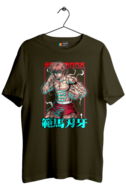 Men's t-shirt with prints Hanma Baki. Anime, baki fighter, hanma baki, manga, martial arts, tv series. 2070702