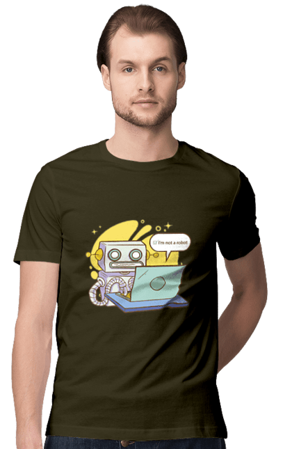 Футболка чоловіча з принтом "Я не робот Хакер зрозуміє 404 до дня програміста". 404, aws, backend, c++, cloud, css, frontend, golang, java, js, linux, python, script, web, ай ті, айті, айтішник, верстка, дата, код, компьютер, лаптоп, облако, ошибка, програміст, программа, программист, програмування, робот, хакер, язык. 2070702