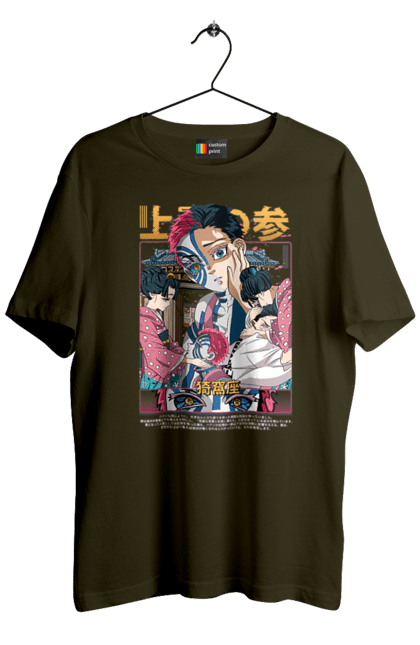 Men's t-shirt with prints Demon Slayer Akaza. Akaza, anime, demon slayer, kimetsu no yaiba, manga, nezuko, serial. 2070702