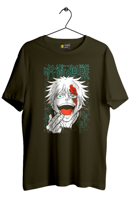 Men's t-shirt with prints Jujutsu Kaisen Gojo. Anime, dark fantasy, gojo, jujutsu kaisen, magic battle, manga, mystic. 2070702