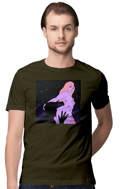 Футболка чоловіча з принтом "Фіолетова Дівчина". Дівчина, тіло. 2070702