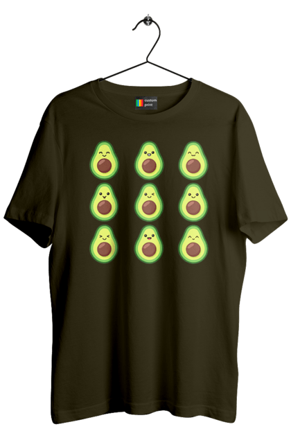 Men`s t-shirt with prints Avocado Mood. Avocado, emotion, food. 2070702